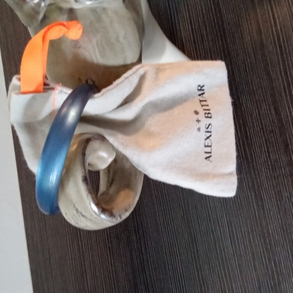Alexis Bittar Skinny Tapered Lucite Bangle Bracelet Montana Blue w bag